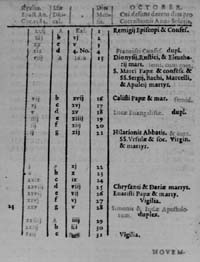 Taken from a work published in 1582, the year of the calendar reform, days 5 to 14 October are omitted.