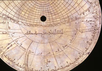 The prayer line on an Islamic astrolabe