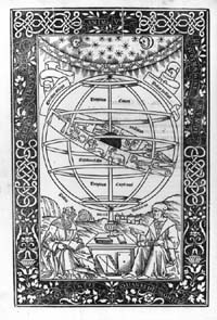 Frontispiece of Regiomontanus' Epitome of the Almagest depicting Ptolemy and Regiomontanus sitting beneath an armillary sphere.