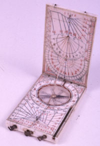 An ivory diptych sundial.